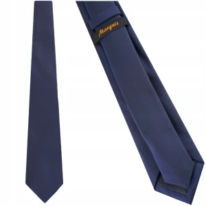 MĘSKI KRAWAT GRANATOWY GŁADKI elegancki Wiązany do koszuli Marqius
