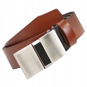 SKÓRZANY PASEK CHŁOPIĘCY do spodni regulowany ozdobna klamra brązowy