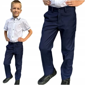 Spodnie Eleganckie Chłopięce granatowe wizytowe SZEROKI PAS Koszulland