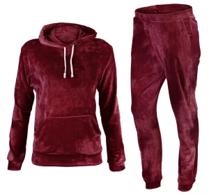 Damski DRES KOMPLET z kapturem WELUROWY ciepły PL ADI BORDO M