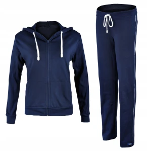 Dres damski bawełna komplet zapinana zwężane spodnie granatowy PL Adi