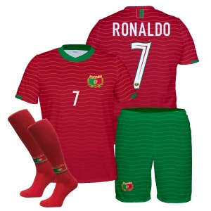 RONALDO Strój Portugalia Komplet KIBICA Koszulka Spodenki Getry