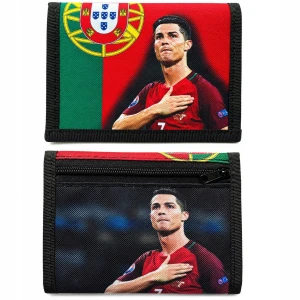 Portfel RONALDO Portugal z materiału na Rzep Dla Chłopca rozkładany