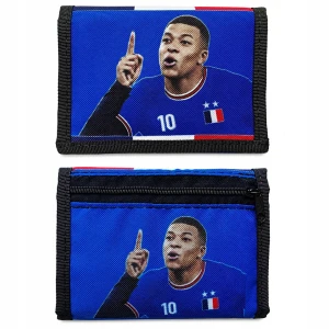 Portfel Mbappe Francja Niebieski z materiału na Rzep Dla Chłopca rozkładany