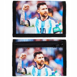 Portfel Messi Argentyn z materiału na Rzep Dla Chłopca rozkładany