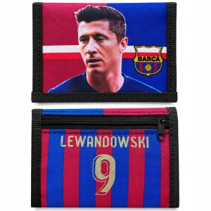 Portfel Lewandowski Barcelona z materiału na Rzep Dla Chłopca rozkładany