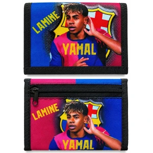 Portfel Lamine Yamal Barca z materiału na Rzep Dla Chłopca rozkładany