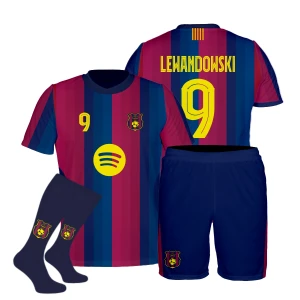 LEWANDOWSKI Strój Barcelona Piłkarski Komplet Koszulka Spodenki Getry