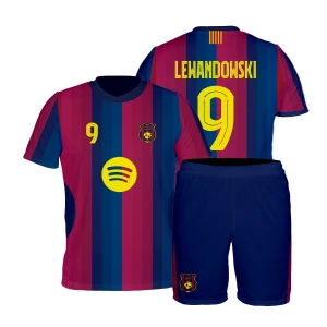 LEWANDOWSKI Strój Barcelona Piłkarski Komplet KIBICA Koszulka Spodenki