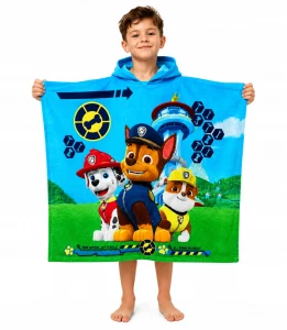 Poncho Ręcznik Psi Patrol Dziecięcy z Kapturem Plażowy Poliester 50x100