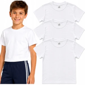 3 sztuki Koszulka WF T-shirt Bawełniany Dziecięcy krótki rękaw BIAŁY