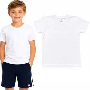 Koszulka na WF dla chłopca T-Shirt Bawełniany krótki rękaw BIAŁA