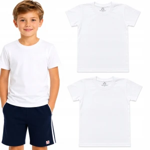 2 Sztuki Koszulka na WF dla chłopca T-Shirt Bawełna krótki rękaw BIAŁA
