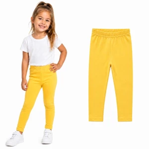 Legginsy Żółte Dziecięce do przedszkola Getry gładkie bawełna Bates
