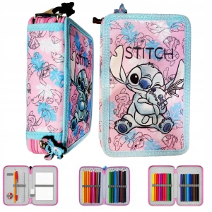 DISNEY STITCH I LILO PIÓRNIK TRZYKOMOROWY Z WYPOSAŻENIEM DLA DZIEWCZYNKI