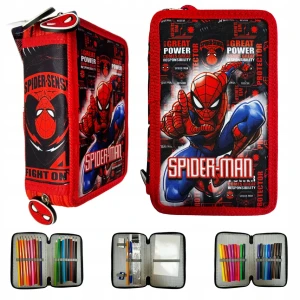 MARVEL SPIDERMAN PIÓRNIK TRZYKOMOROWY Z WYPOSAŻENIEM DLA CHŁOPCA