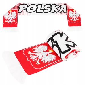 SZALIK POLSKI Kibica Reprezentacja Polski Tkany BIAŁO CZERWONY 140x20 cm