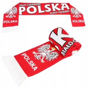 SZALIK POLSKI Kibica Reprezentacja Polski Tkany BIAŁO CZERWONY 140x20 cm