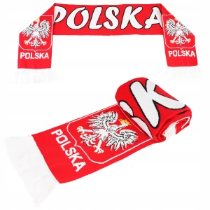 SZALIK POLSKI Kibica Reprezentacja Polski Tkany BIAŁO CZERWONY 140x20 cm