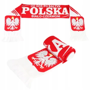 SZALIK POLSKI Kibica Reprezentacja Polski Tkany BIAŁO CZERWONY 140x20 cm