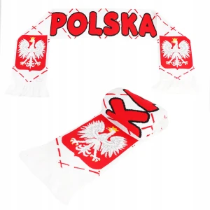 SZALIK POLSKI Kibica Reprezentacja Polski Tkany BIAŁO CZERWONY 140x20 cm