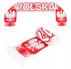 SZALIK POLSKI Kibica Reprezentacja Polski Tkany BIAŁO CZERWONY 140x20 cm
