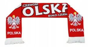 SZALIK POLSKA Kibica 140x20 cm Reprezentacja Polski Tkany BIAŁO CZERWONY