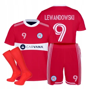 LEWANDOWSKI Strój USA Piłkarski Komplet Koszulka Spodenki Getry red