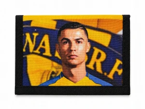 Portfel RONALDO Portugal z materiału na Rzep Dla Chłopca rozkładany żółty