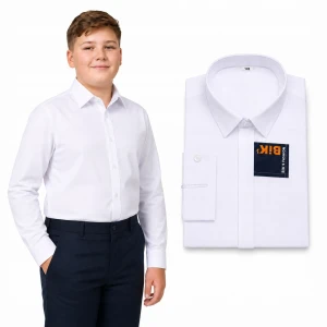 Biała koszula chłopięca DUŻA W PASIE do szkoły BIKS elegancka
