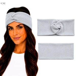 OPASKA NA GŁOWĘ Damska Bawełniana Prążek TURBAN zwykła Szary UNI