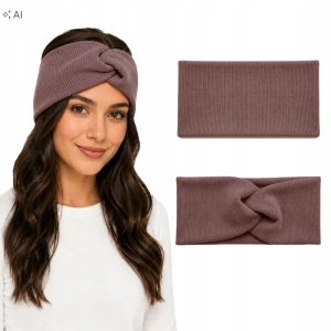 OPASKA NA GŁOWĘ Damska Bawełniana Prążek TURBAN zwykła Brązowy UNI