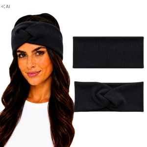 OPASKA NA GŁOWĘ Damska Bawełniana Prążek TURBAN zwykła Czarny UNI