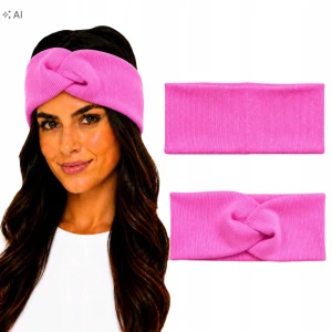 OPASKA NA GŁOWĘ Damska Bawełniana Prążek TURBAN zwykła Różowy UNI