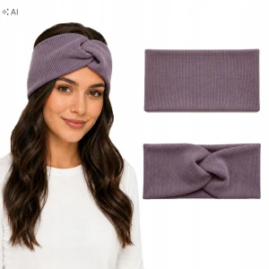OPASKA NA GŁOWĘ Damska Bawełniana Prążek TURBAN zwykła Kakaowy UNI