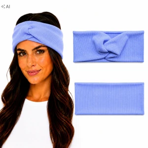 OPASKA NA GŁOWĘ Damska Bawełniana Prążek TURBAN zwykła Błękit UNI