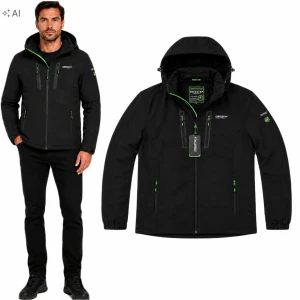 Kurtka Męska Softshell Przejściowa Wodoodporna z kapturem WX063