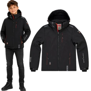 Kurtka zimowa Chłopięca Softshell Narciarska Sportowa Czarna 5549