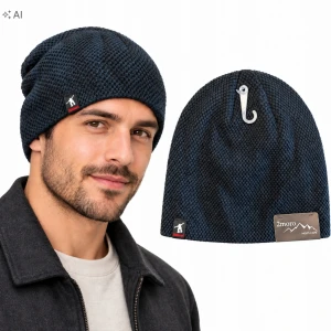 Czapka Zimowa Męska Grafitowa Ciepła Siatka Beanie Ocieplana Sportowa SVR