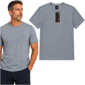 Koszulka T-shirt męska krótki rękaw lato bawełna okrągły Grafitowa 807 L