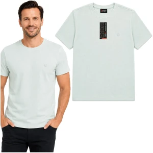 Koszulka T-shirt męska krótki rękaw lato bawełna okrągły Turkusowa 807 L