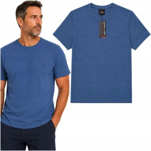 Koszulka T-shirt męska krótki rękaw lato bawełna okrągły Granatowa 807 L