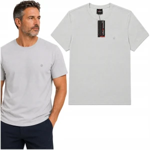 Koszulka T-shirt męska krótki rękaw lato bawełna okrągły Beżowa 807 L