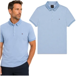 Koszulka Polo Męska Błękit Bawełniana Z Kołnierzykiem Casual Derby 800 XXL